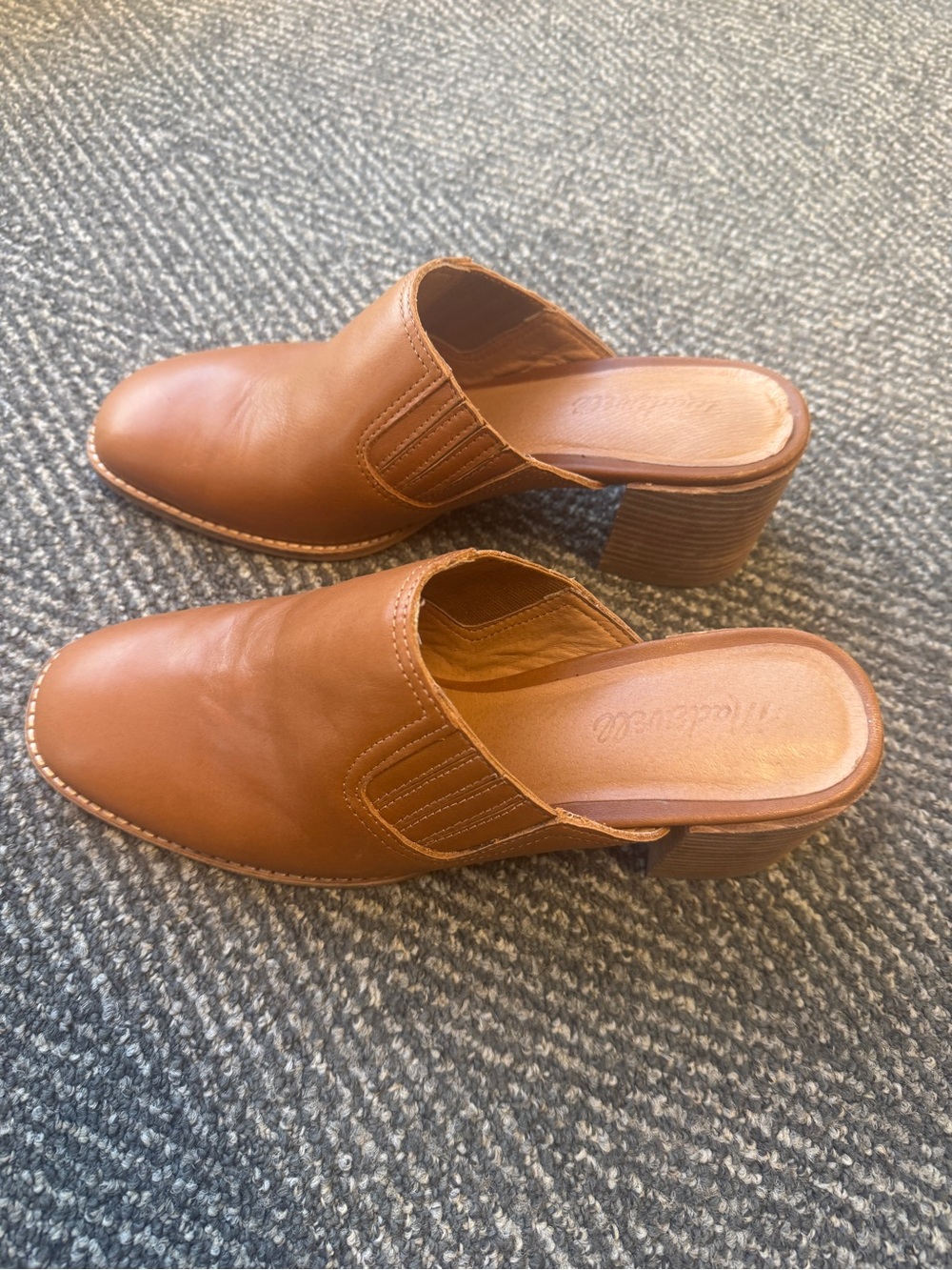 Madewell Cognac Leather Mule Heels